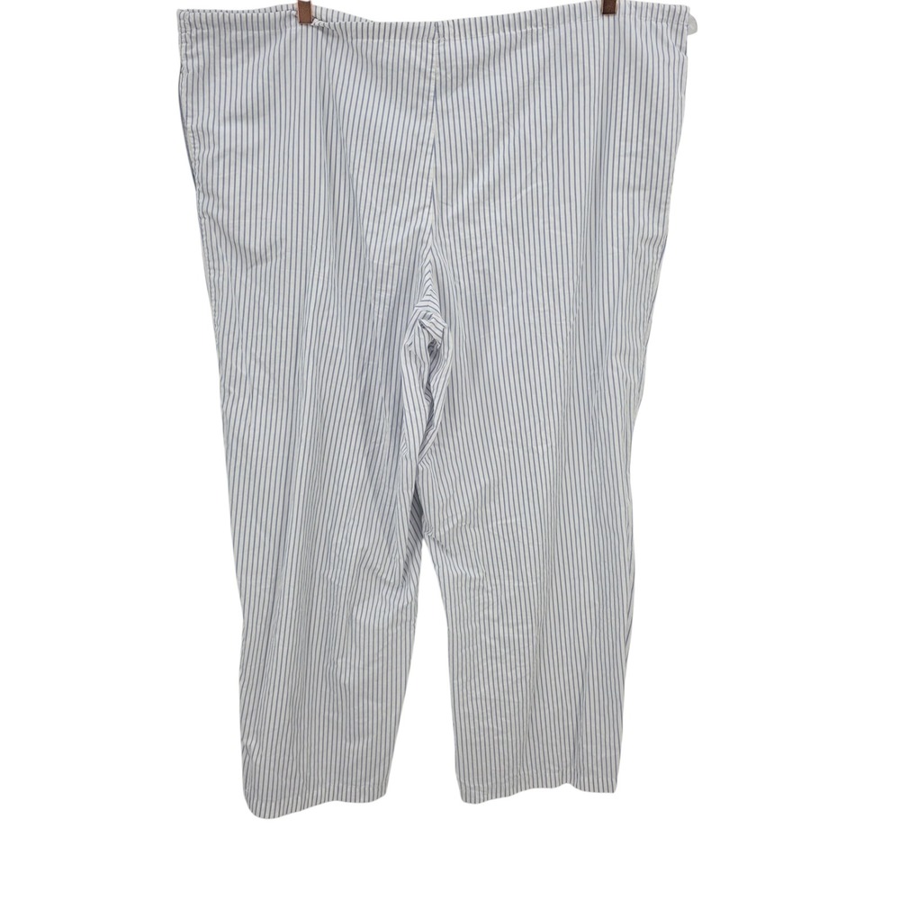 SKIMS Womens XL Cotton Poplin Straight Leg Pants in Zen Blue Stripe - Picture 6 of 12
